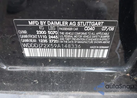 2009 Mercedes-Benz Cls 550 из США, поврежденный, VIN WDDDJ72X59A148336